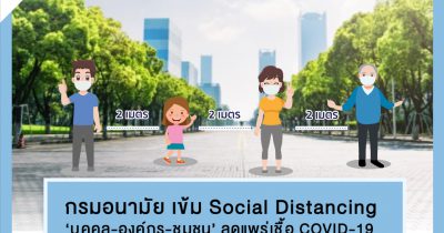 กรมอนามัย เข้ม Social Distancing ‘บุคคล-องค์กร-ชุมชน’ ลดแพร่เชื้อ COVID-19