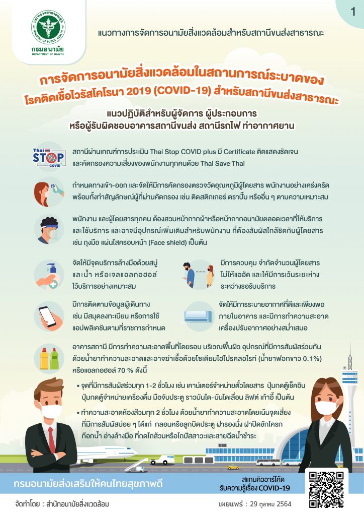 การจัดการอนามัยสิ่งแวดล้อมในสถานการณ์ระบาดของโรคติดเชื้อไวรัสโคโรนา 2019 (COVID-19) สำหรับสถานีขนส่งสาธารณะ
