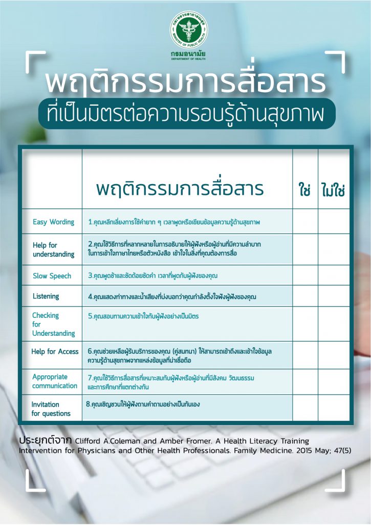 พฤติกรรมการสื่อสารที่เป็นมิตรต่อความรอบรู้ด้านสุขภาพ